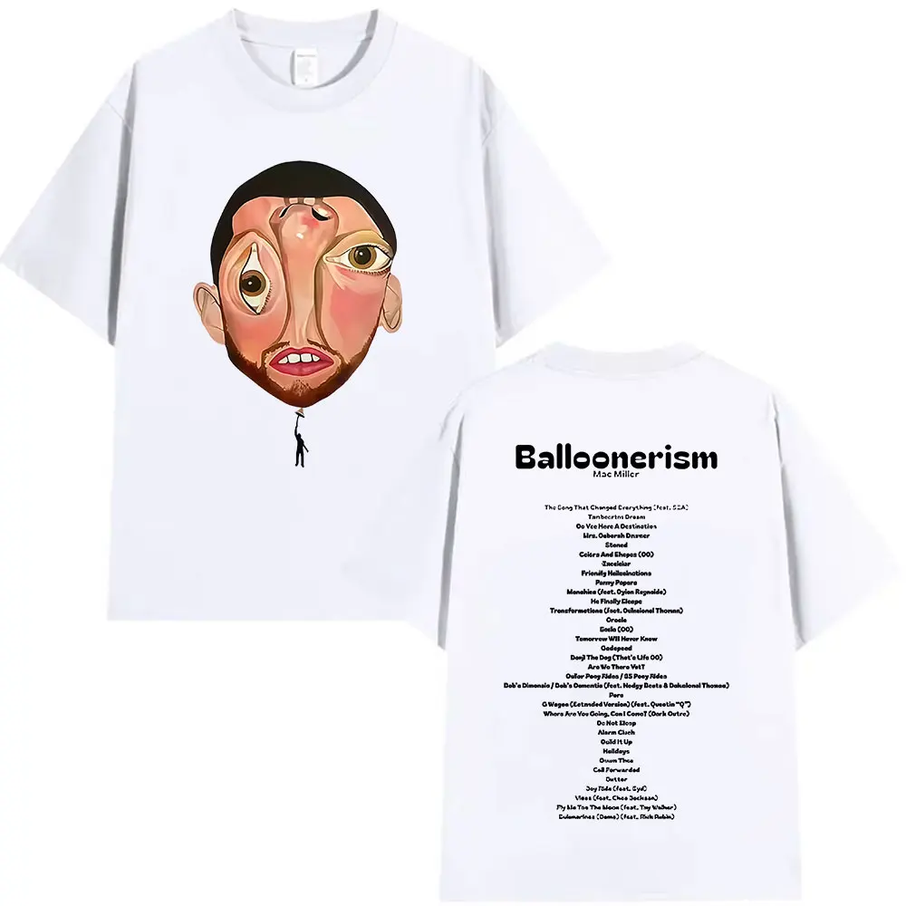

Рэпер Macc Miller Balloonerism Альбом 2025 Футболка с принтом Мужская готическая винтажная хлопковая футболка большого размера Мужская одежда в стиле хип-хоп Футболки