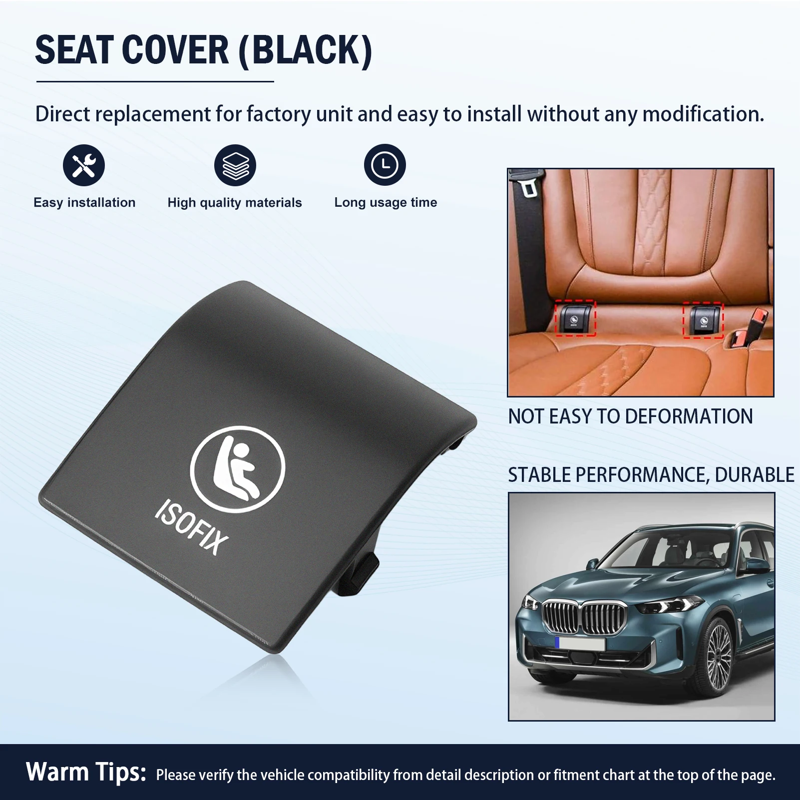 

7499794 Cover Suitable for X5 G05 2019-2023 Child Seat Anchoring Shell 52207499794 Black