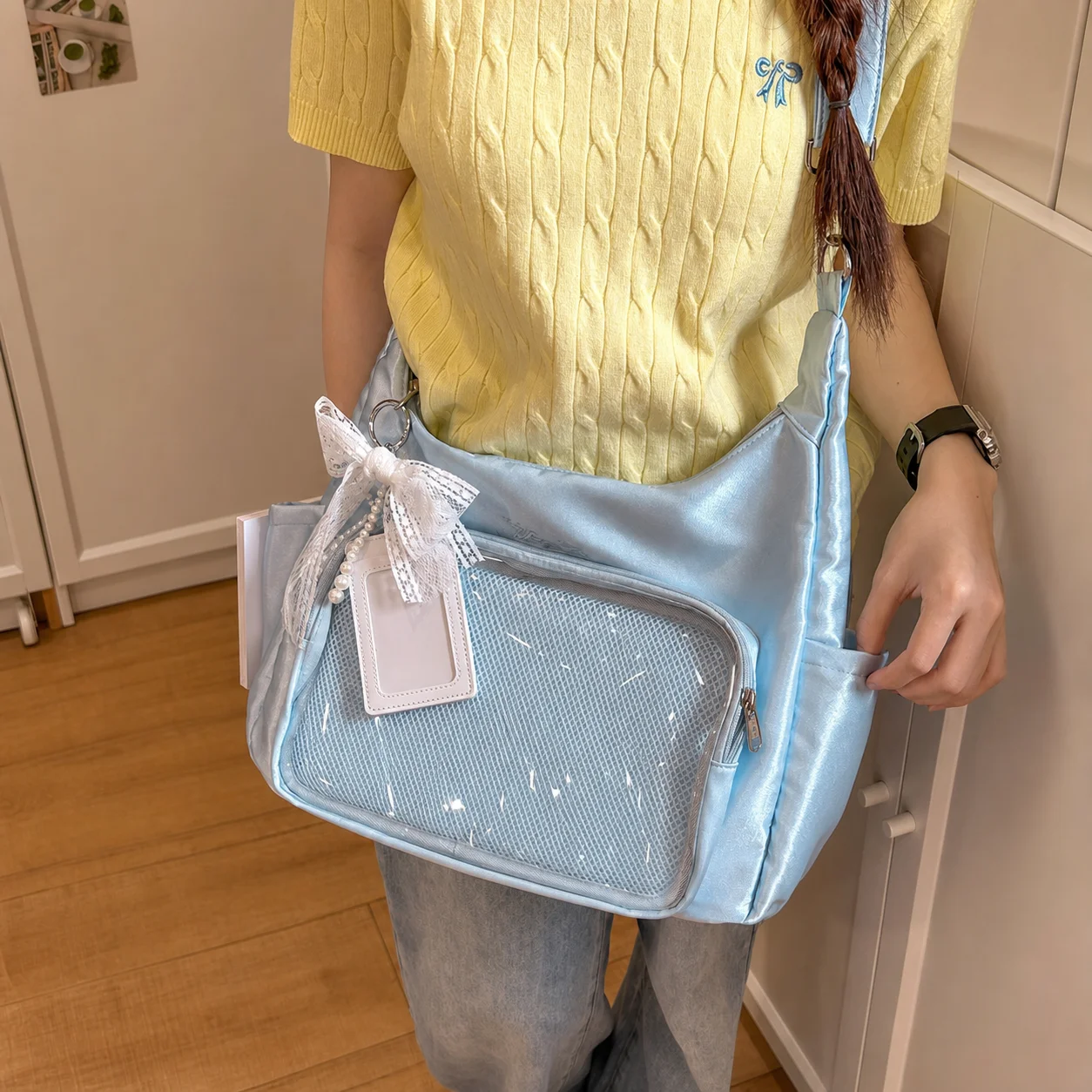 Transparent Display Bag Daily Casual Large Capacity Bag Shoulder Bag Youthful For Campus Commute Collectibles Display Daily