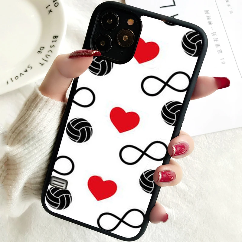 5 5S SE 2020 Phone Cover Case for iPhone 6 6S 7 8 PLUS X XS XR 11 12 13 MINI 14 PRO MAX Rubber  Infinity Love Volleyball Hearts