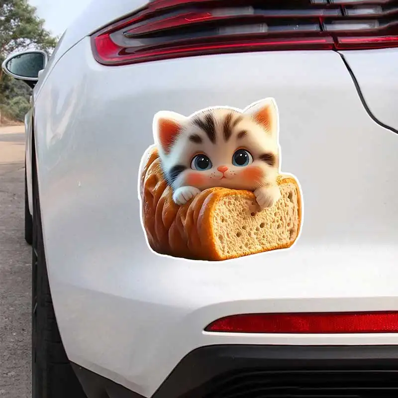 Cute Bread Kitten Car Sticker Waterproof Vinyl Decal on Bumper Rear Window Laptop Self-adhesive Decal For Car Accessories Y898