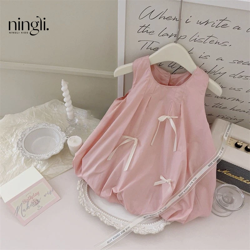 Girls Bow Dress Summer Cute Baby Versatile Cotton Dress Fashion Cute Gentle Dress Big Girl Clothes Toddler Girl Clothes