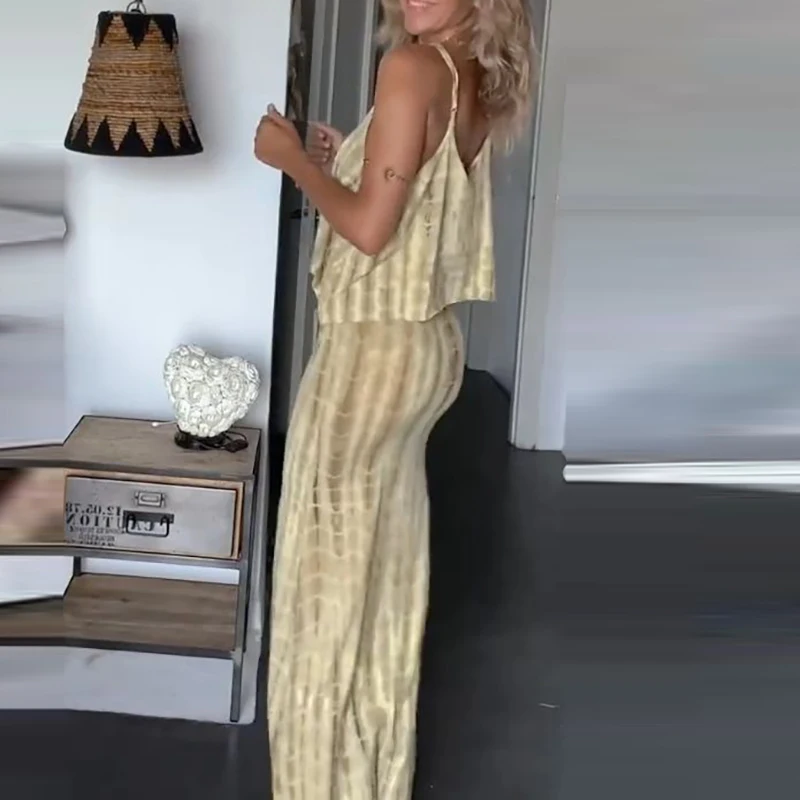 Ensemble 2 pièces Sexy pour femmes, jupe Slim, épaules dénudées, haut sans manches élégant et jupe longue, motif imprimé, à la mode, fête