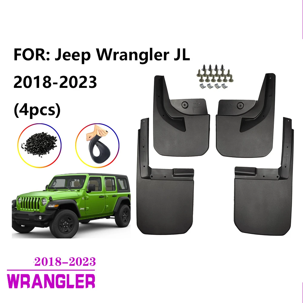 4pcs Splash Guards Mud Flaps Fender Molded For 2018-2023 Jeep Wrangler JL JLU