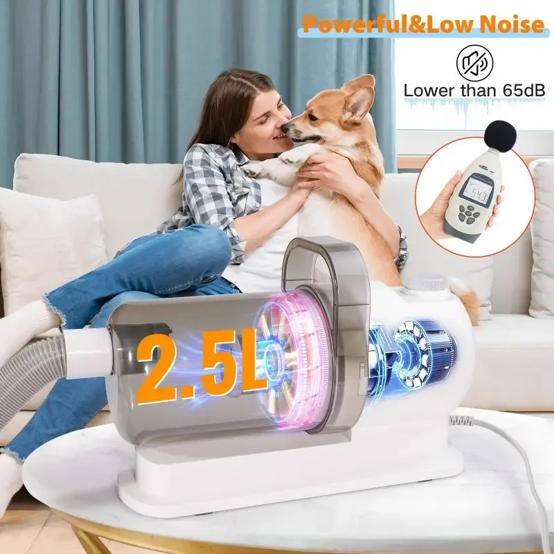 Ensemble de tondeuse électromécanique pour animaux de compagnie, aspirateur tout-en-un, peigne pour chat, machine de toilettage pour chien, aspiration des poils