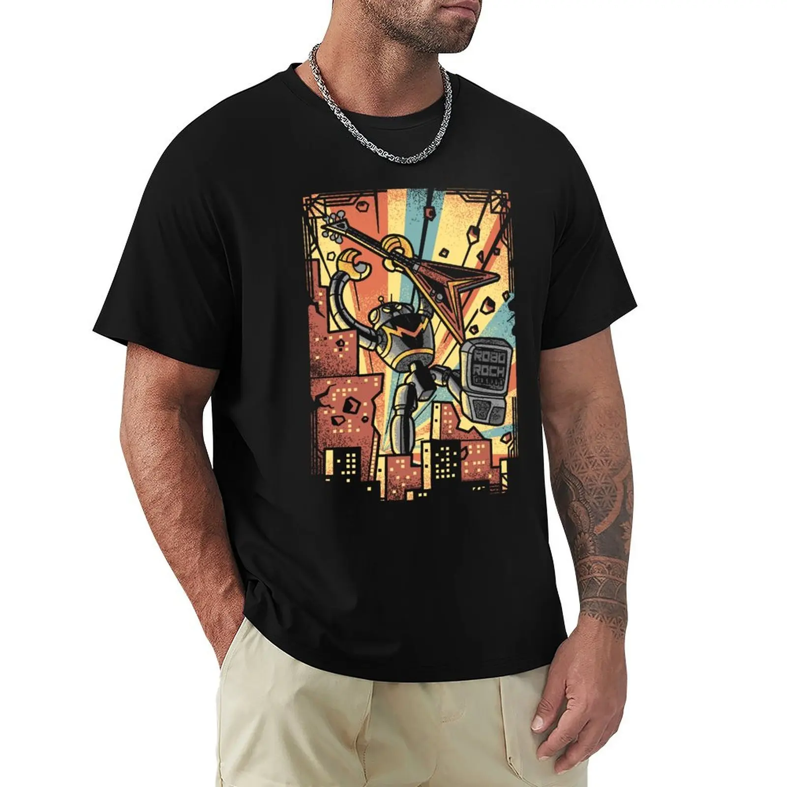 

Robot Rock the World T-Shirt Big Size Crew Neck T-Shirt