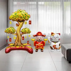 New Year's Eve Balloon God of Wealth Aluminum Foil Fortune Tree Balloon Gold Ingot Fortune Cat Home Decoration Products