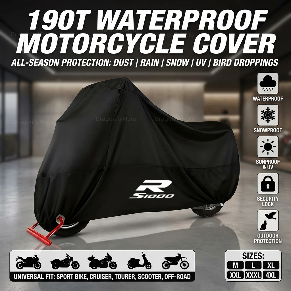 

For BMW S1000R S1000 R S 1000 R 2017 2018 2019 2020 2021 190T Waterproof Motorcycle Covers Motors Dust Rain Snow UV Protector