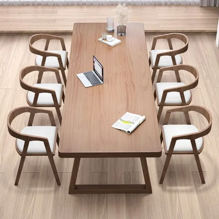 Nordic solid wood large desk simple double study table home desk living room long worktable computer table