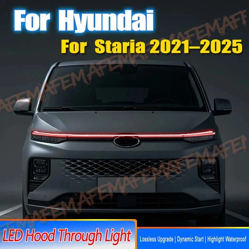 For Hyundai Staria 2021-2025 Car Hood Daytime Running Light Strip With Start Scan Car Decorative Atmosphere Lamps DRL Waterproof