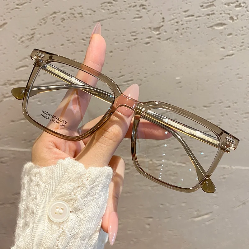 

YCFoya Men Ultralight Luxury Square Glasses Frame Business TR90 Eyewear Legs Myopia Prescription Eyeglasses Women H1063L