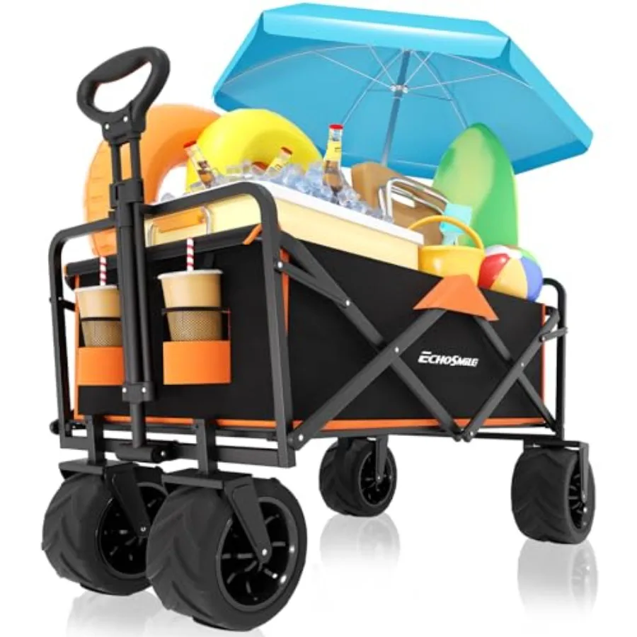 Wagons Carts Foldable Heavy Duty 350Lbs Capacity, andOrange