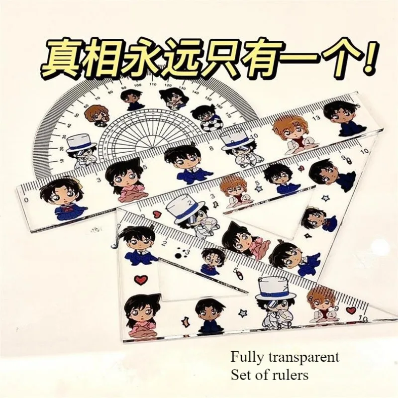 Detective Conan Conan Edogawa anime peripheral cartoon Q version printed protractor set ruler student special stationery gift