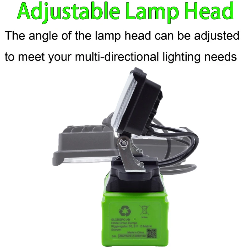 Portable LED Work Light for Greenworks 40V LiIon Battery Portable Home Camping Site Dual Head Tool Light