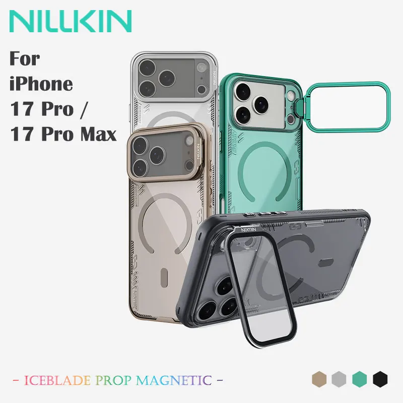 

Magnetic Case For iPhone 17 Pro Max, NILLKIN Iceblade, Sustainable Bio-Material, Mirror Cover Stand, Imported Bayer Protection