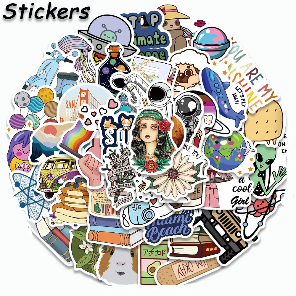 50PCS Adult Fresh Stickers Botany and Animals Graffiti Decals For Luggage Laptop IPad Skateboard Journal Waterproof Stickers