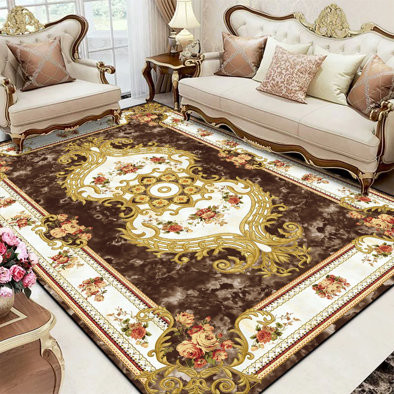 Chinese Style Luxury Carpet Living Room Large Rug Non-slip Bedroom Decoration Rug Washable Cloakroom Lounge Coffee Table Mat