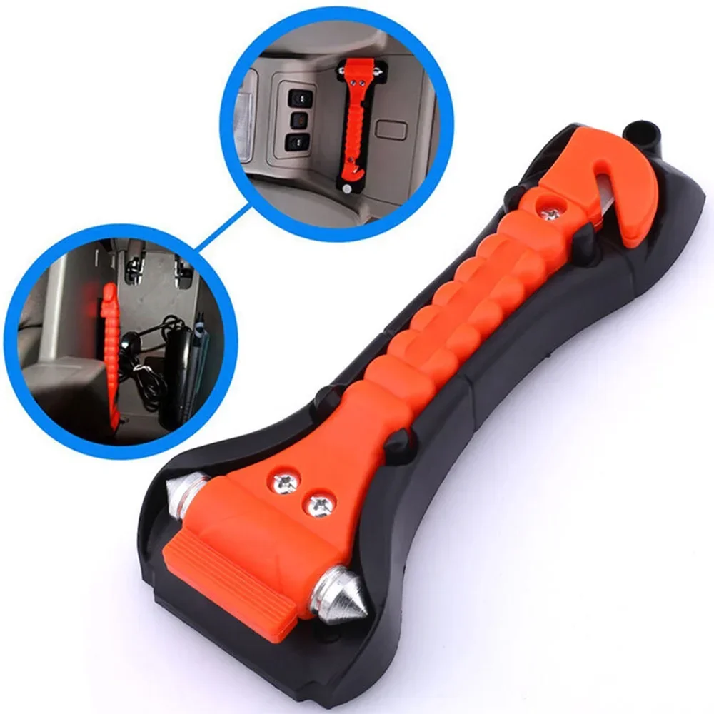 1/2PCS Survival Safety Hammer Camping Driving Car Seat Belt Cutter 2-in-1 Emergency Break Window Glass Punch Life Rescue Tools