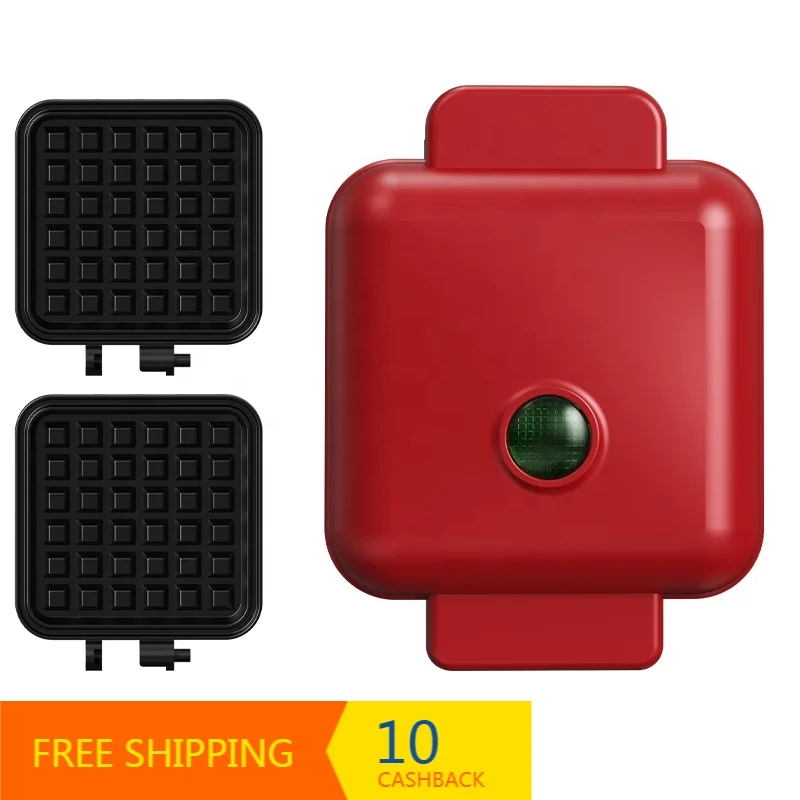 

STLF Durable Mini Portable Electric Waffle Maker Multi-Functional Doughnut Sandwich Toaster for Hotel Removable Crumb
