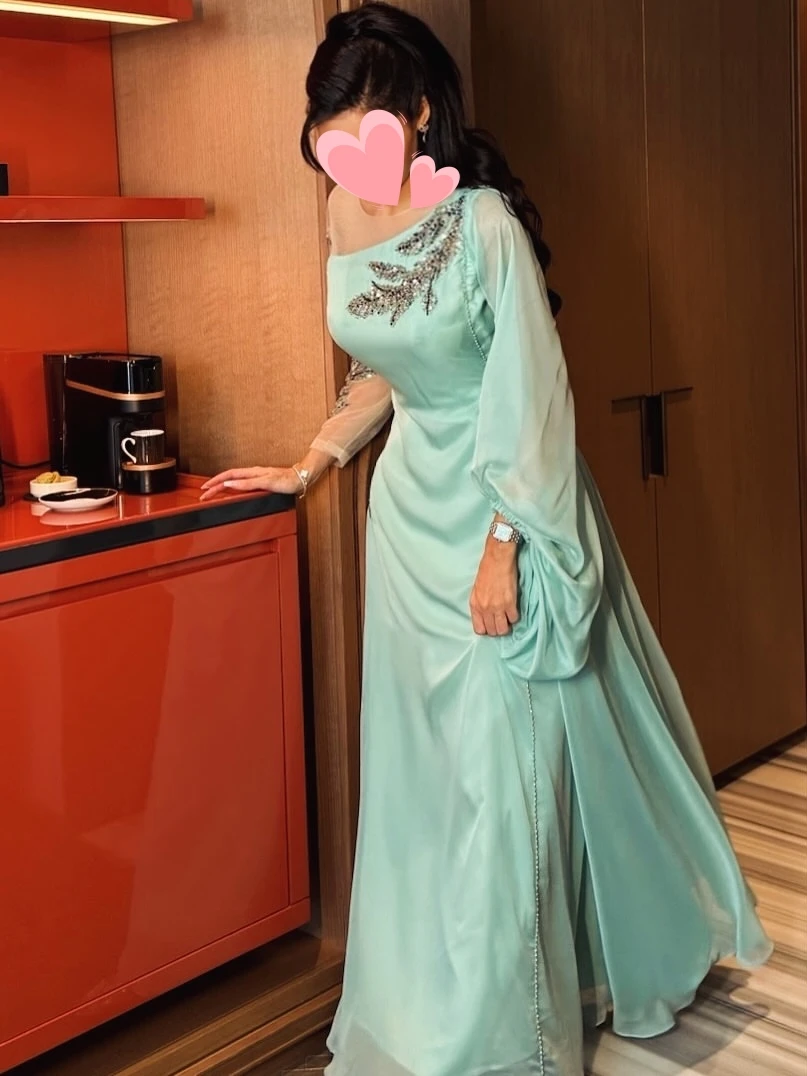 

Oisslec Dress Elegant Vintage Sweet Green Beads Chiffon Stylish Customize Formal Occasion Prom Dress Evening Party Gowns