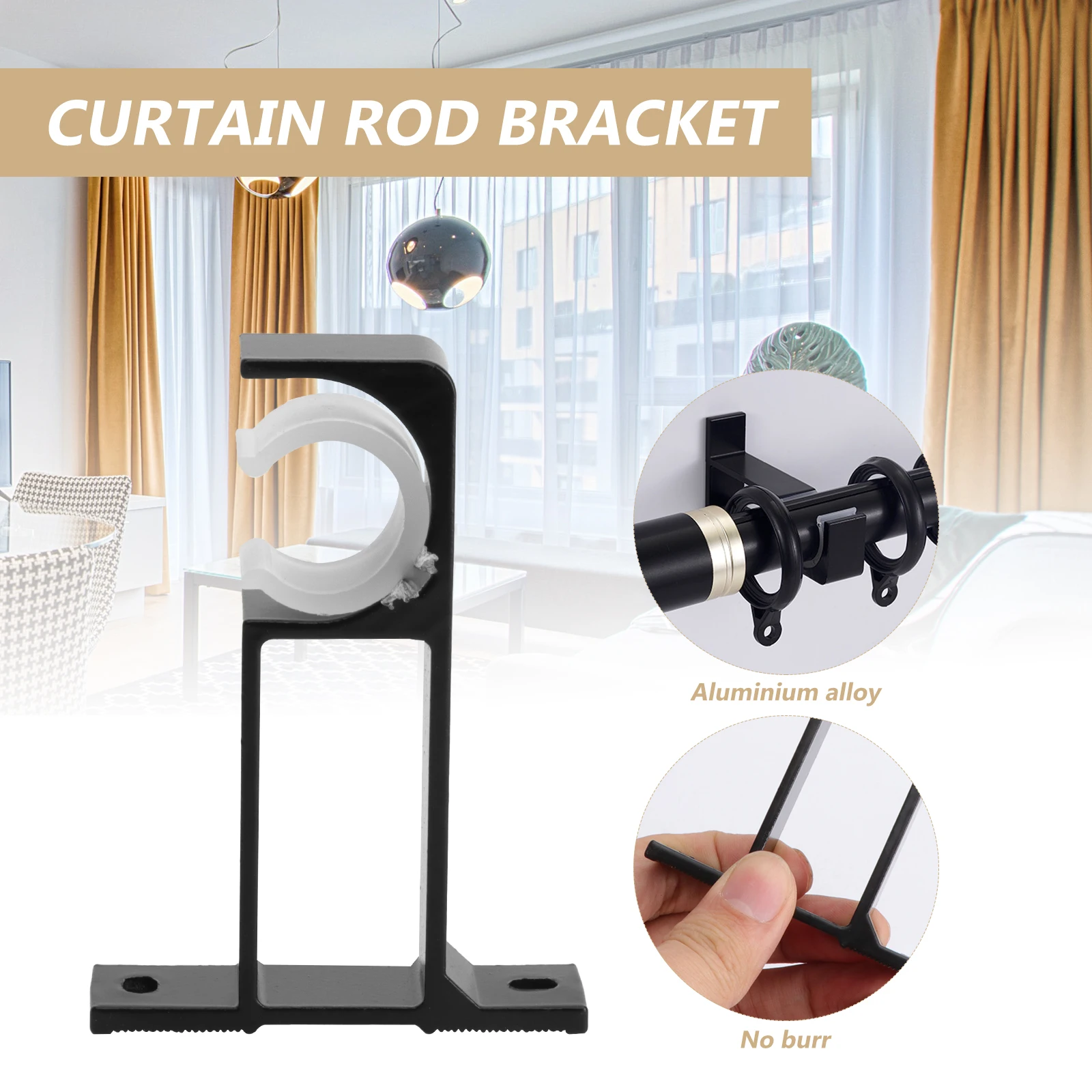 

2PCS Curtain Brackets Curtain Bracket Aluminum Alloy Easy Install Suitable House Decoration Needs