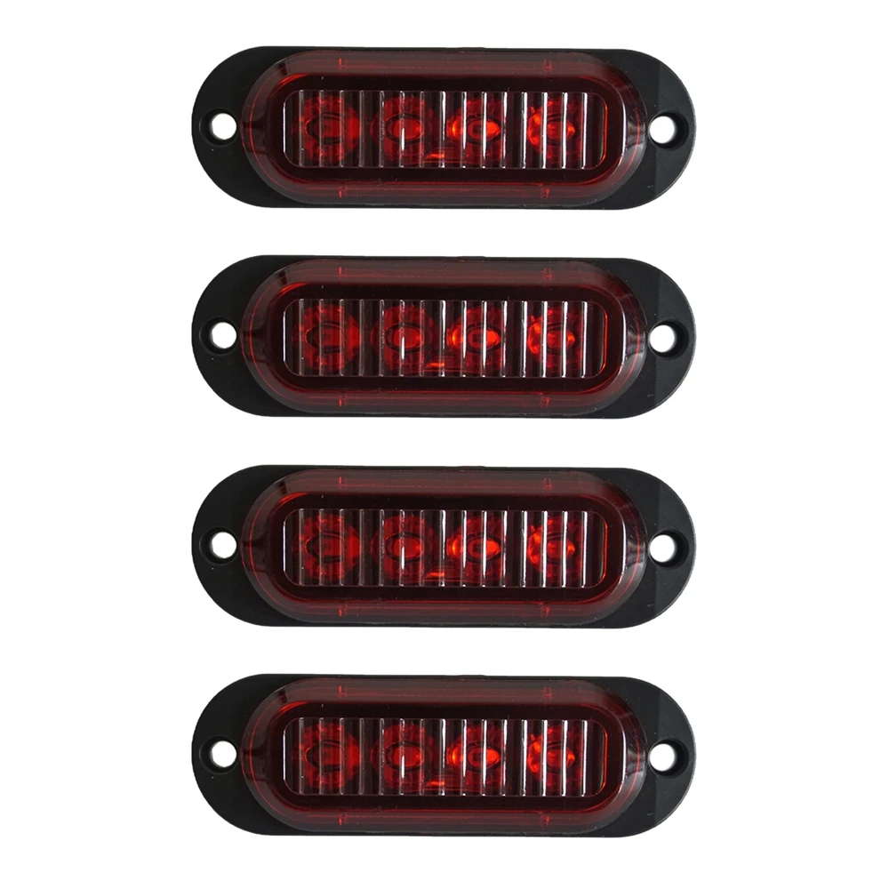 

4Pcs 4LED Led Light Head Emergency Beacon Hazard Warning Light Flash Caution Strobe LightBar for Car Truck 12-24V