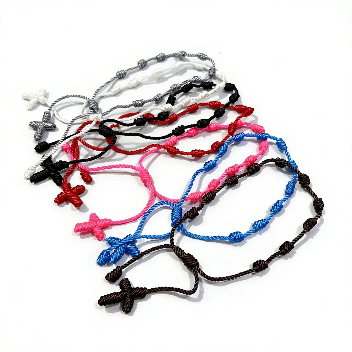 Multi-Color Cross 10 Knot Bracelet 1-Piece Set Fashionable Adjustable Daily Wear for Men And Women
