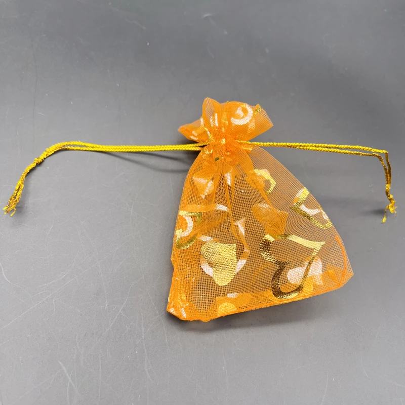 200pcs Jewelry Gift Bags Organza Drawstring Storage Bag Jewelry Packaging Bags Heart Gift Bag for Christmas Gift Pouches Sachet