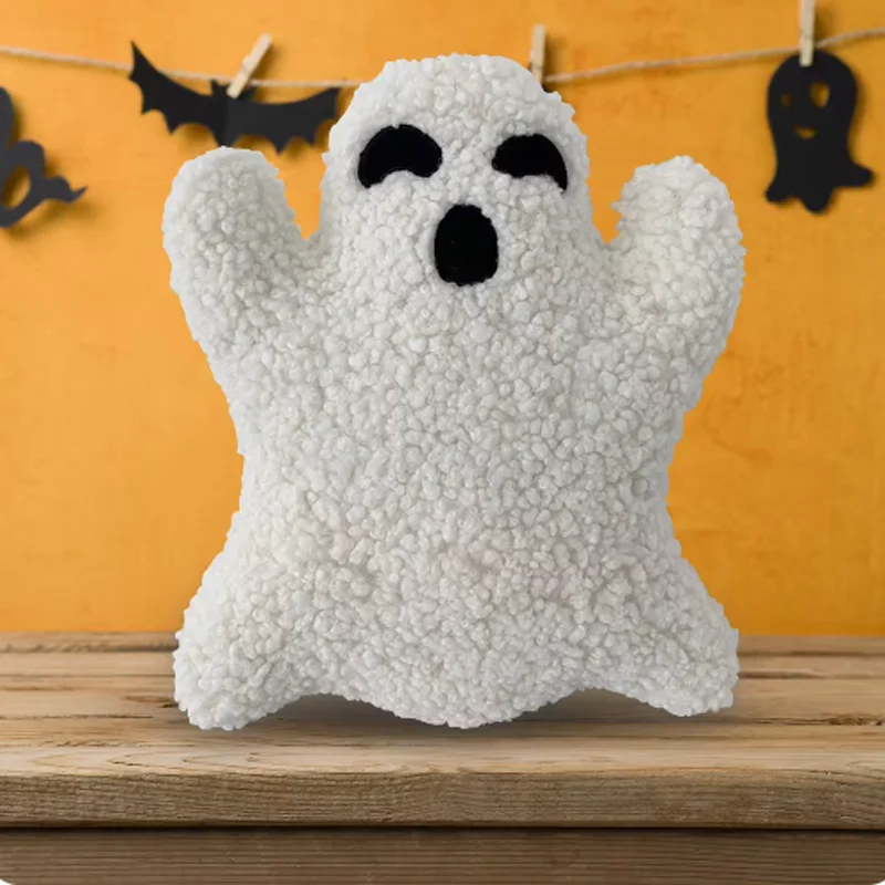 Halloween Ghost Shaped Pillow Plush Toy Throw Pillow Home Sofa Halloween Decorative Spooky Cute Ornament