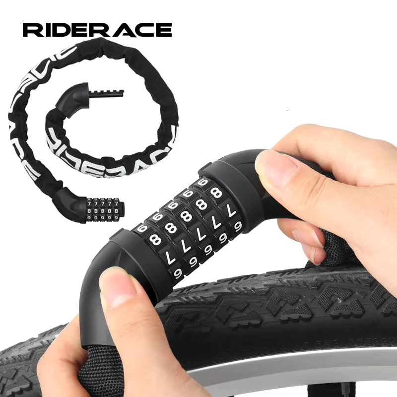 

5-Digit Password Lock Bike Chain Lock High Security Anti-Theft Thicken Mountain Road Bicycle Lock Outdoor Cycling Safety Lock