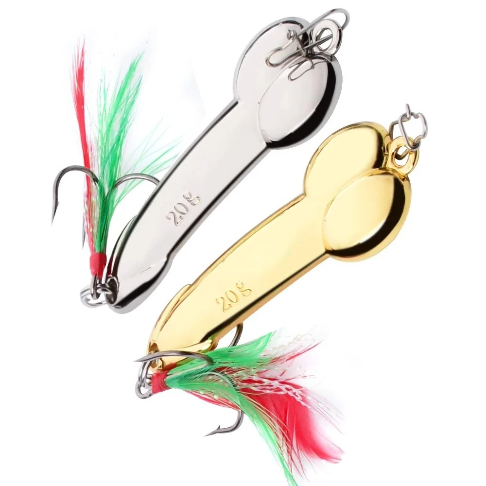 Metal Spoon Penis Shape Fishing Lures 5g 10g 15g 20g Golden Sequin Lure Artificial Bait Hard Baits Tackle Vibrating VIB