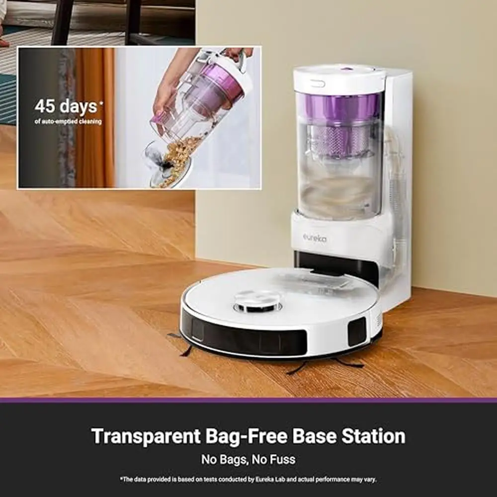 Self-Emptying Robot Vacuum 8000Pa Powerful Suction V-Shaped Brush LiDAR Navigation No-Go Zone 45-Day Dust Capacity White 2.4G