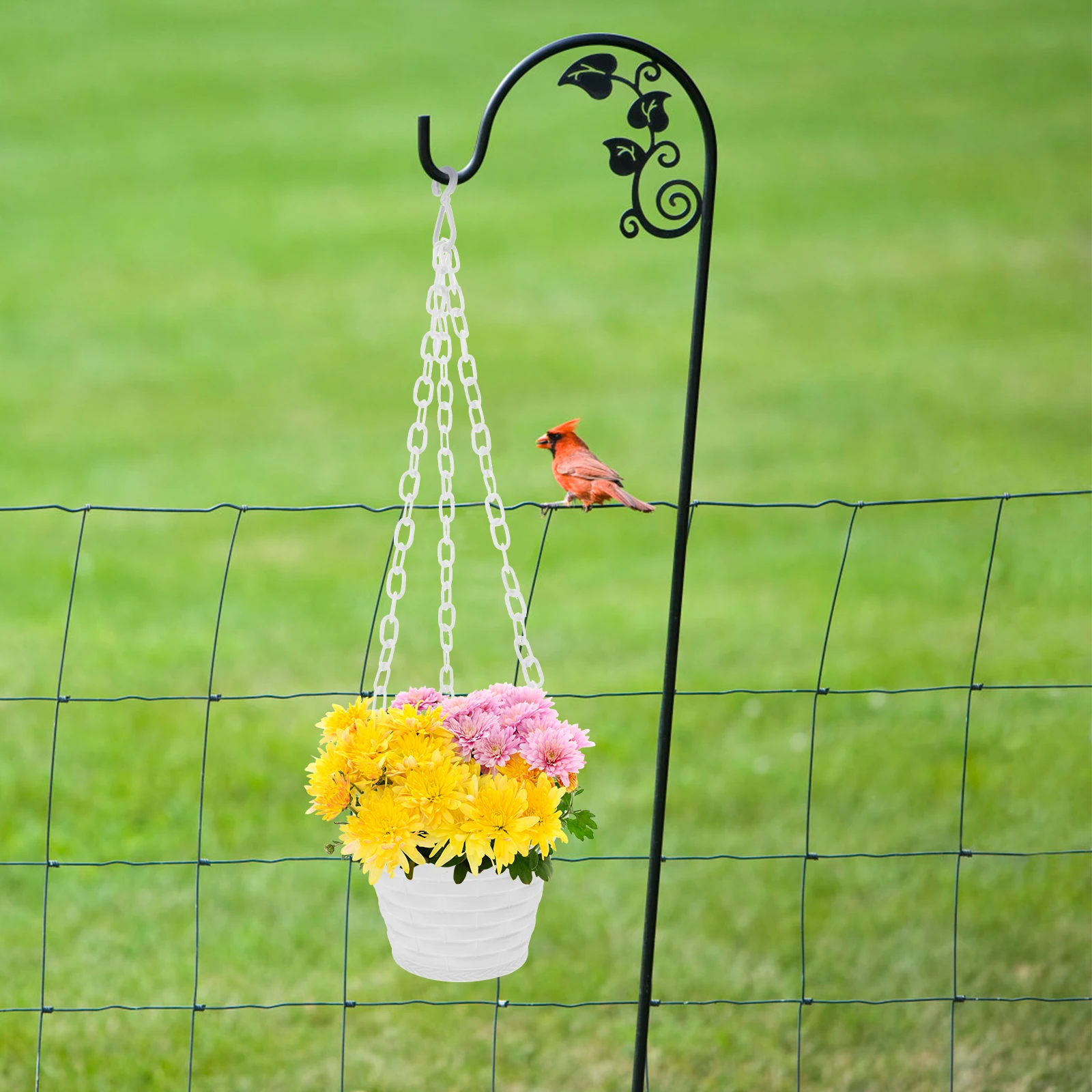 

2pcs White Flower Container Hanging Basket Planter for Indoor Plants Outdoor Garden Balcony Decor Plastic Material Sturdy