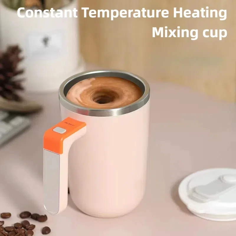 New Portable Temperature Heating Magnetic Stirring Mug Coffee Milk Mixing Cup Home USB Rechargeable Double Drinking Mouth Cup