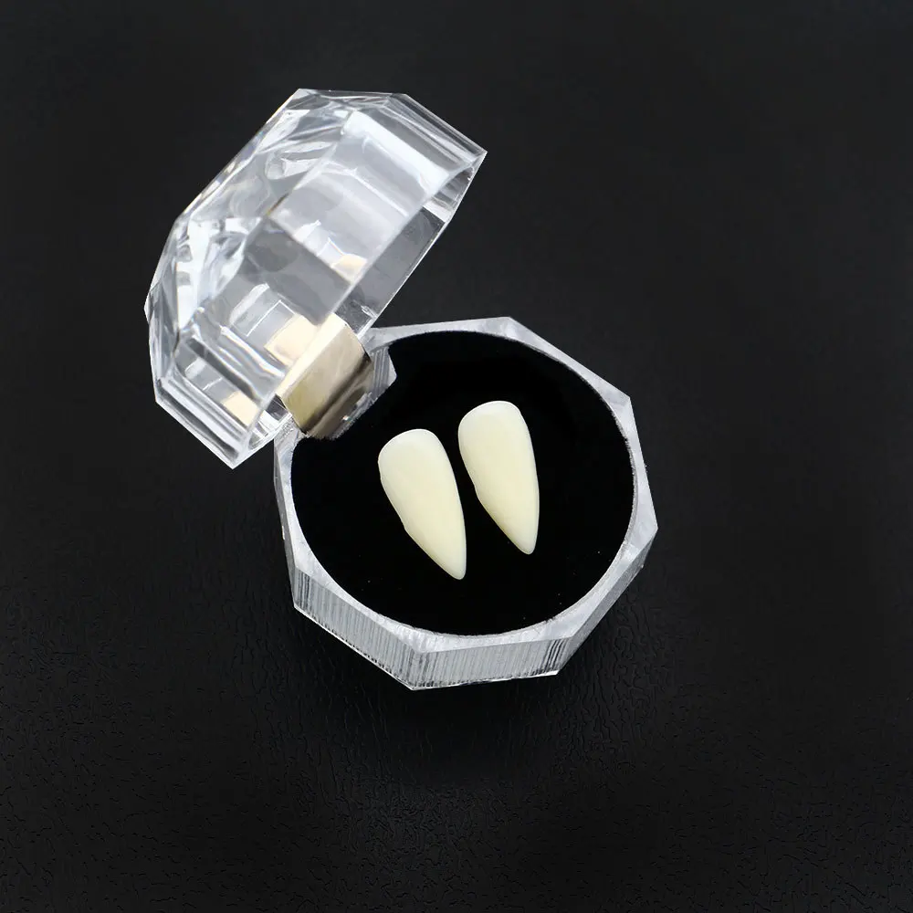 Halloween Vampire Teeth Fangs Dentures Prank Props Cosplay Costume Makeup Party Dress-up DIY False Teeth Solid Glue