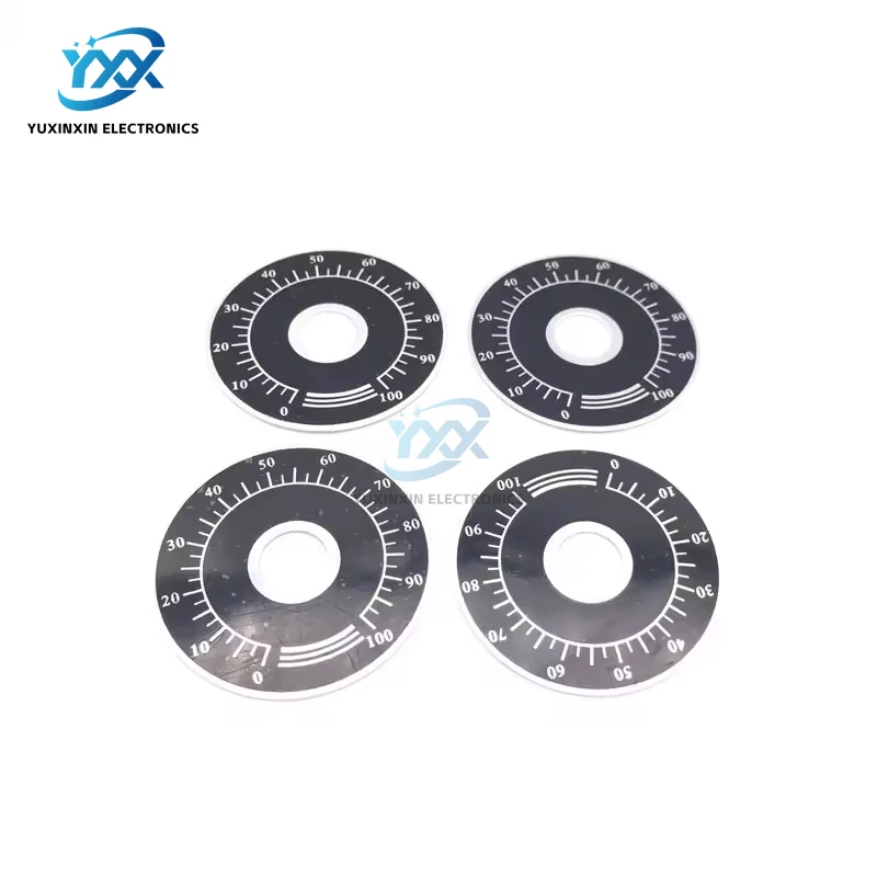 WTH118 WX112 숫자 표시기 디스크와 호환되는 전위차계 손잡이용 5PCS 0-100 원형 다이얼 스케일 플레이트