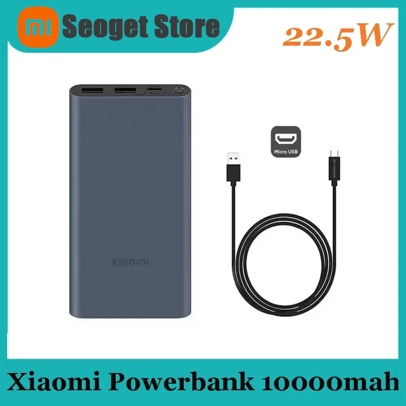 

10000mAh Xiaomi Power bank 22.5W Two-way Quick Charge Type-C 3 Output Portable Charger PB100DZM Xiaomi PowerBank