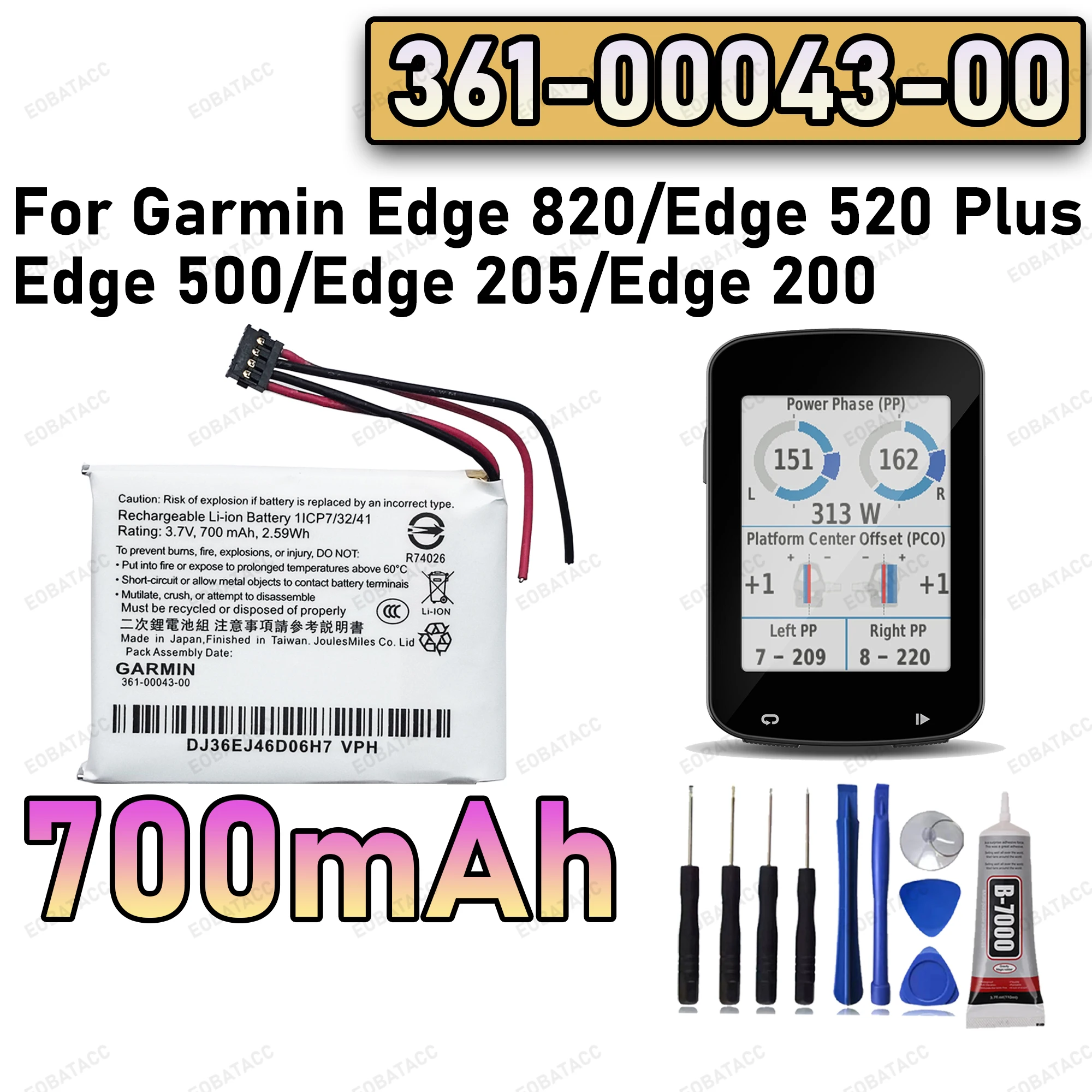 

100% New Zero Cycle 361-00043-00 Battery For Garmin Edge 820/Edge 520 Plus/Edge 500/Edge 205/Edge 200 700mAh Bateria +Free Tools