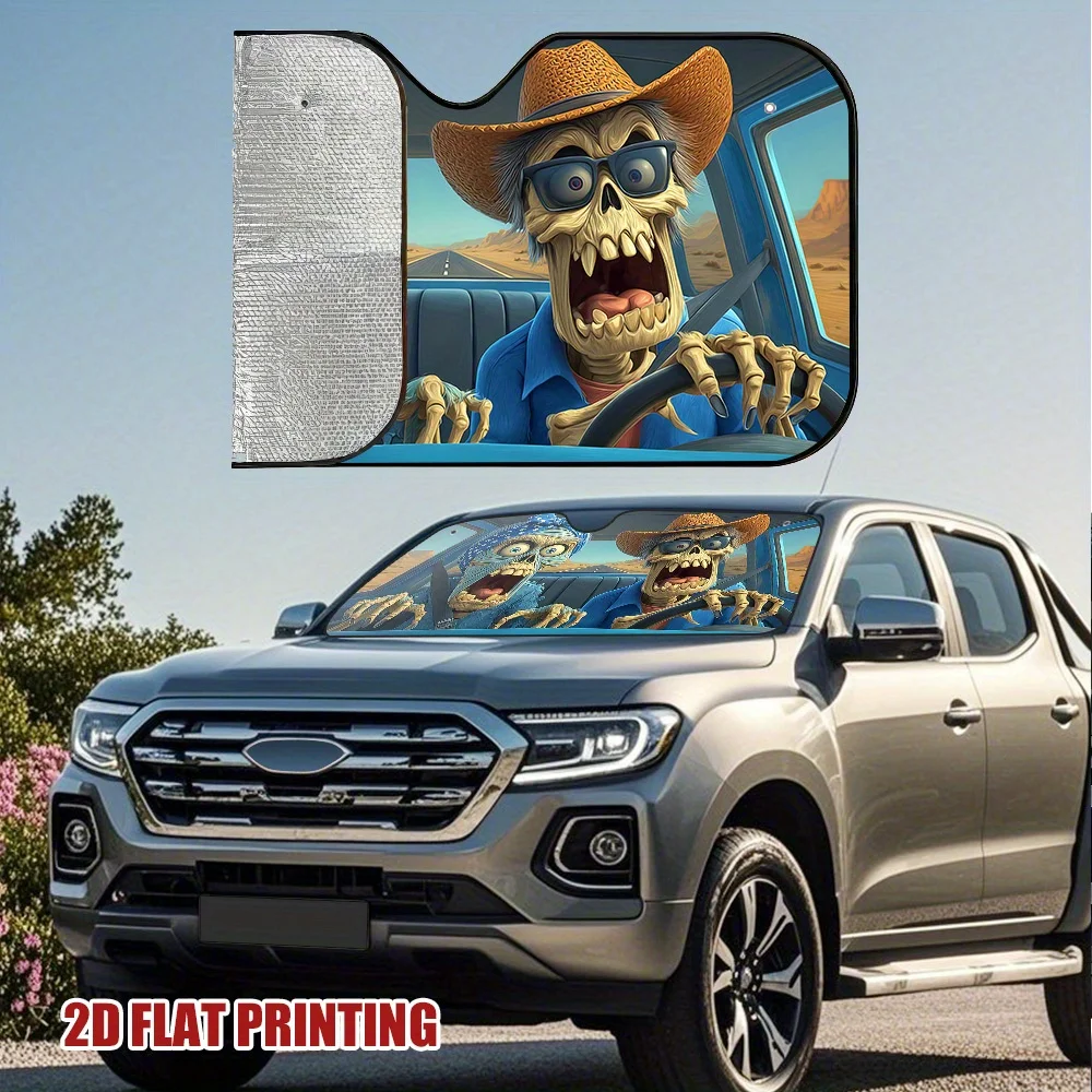 1pc Funny Zombie Road Trip Adventure Windshield Car Sun Shade for Car Sedan SUV Print