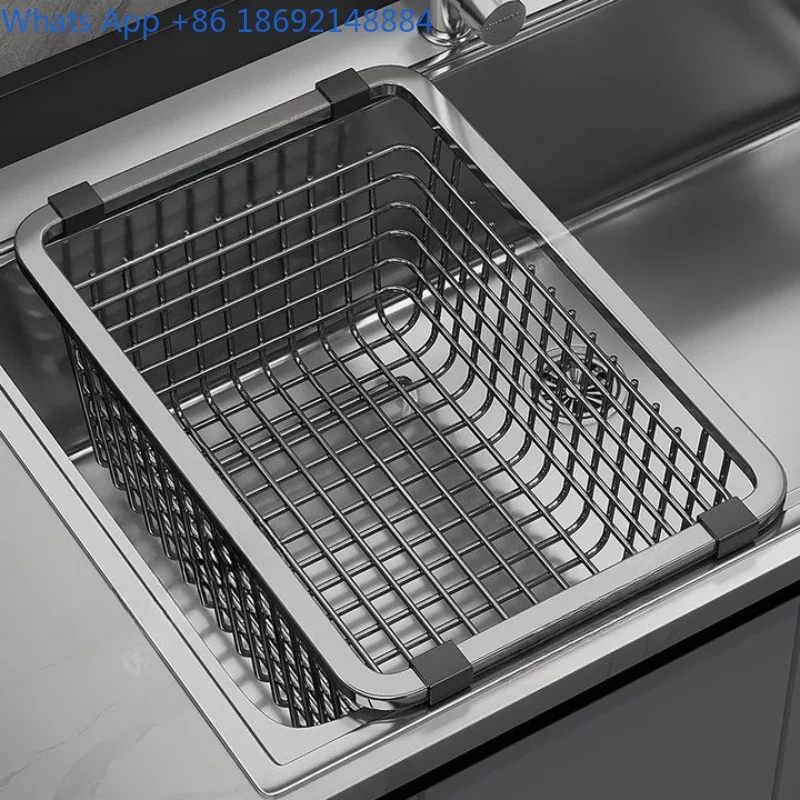 

304 Stainless Steel Sink Draining Basket Dishwashing Sink Strainer Basket Sink Vegetable Washing Basin Bowl Dish Draining Rack