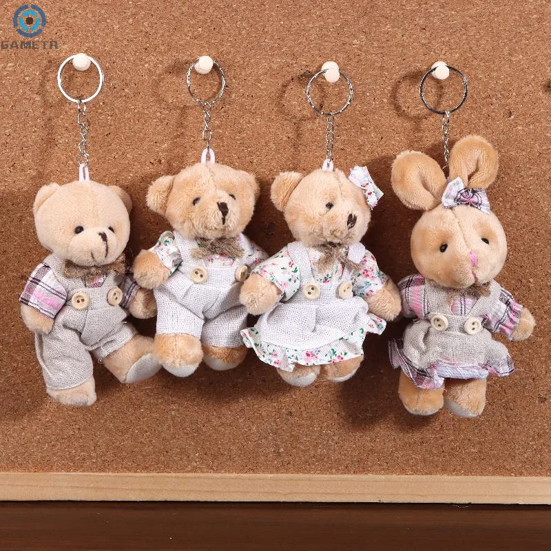 

1PC Cartoon Bear Plush Doll Keychain Cute Stuffed Rabbit Doll Keyring Couple Bag Pendant Backpack Hanging Decoration Gifts