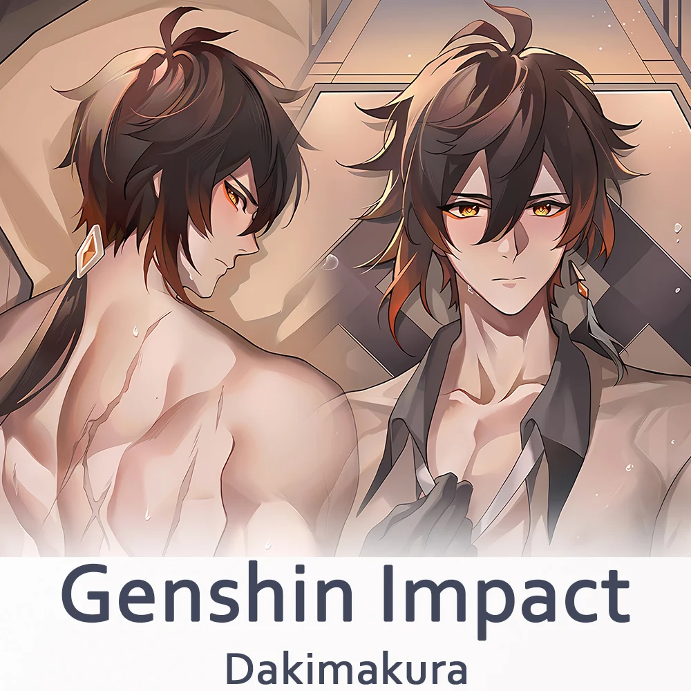 Genshin Impact Zhong Li Dakimakura 2WAY Hing Body Case Anime Zhongli Pillow Cushion Cover Xmas Gifts