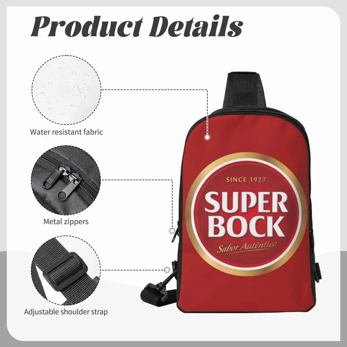 

Super Bock Chest Bag Crossbody Backpack Sling Shoulder Bag For Men Travel Hiking Daypack