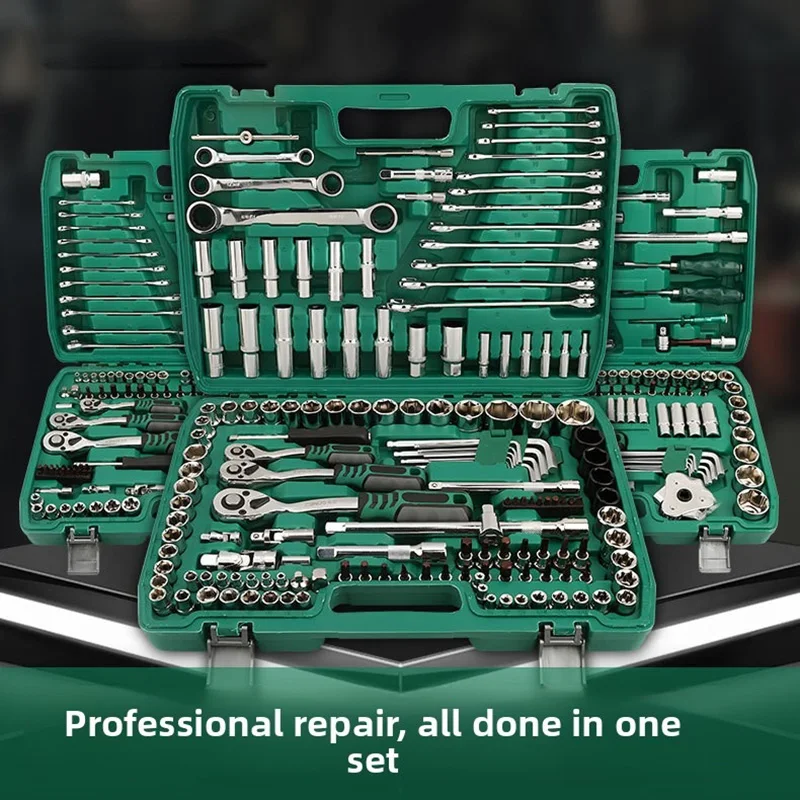 Ratchet Socket Wrench Set Multifunctional Hardware Hand Tool Kit Portable Toolbox for Car Repair Marine Machinery Maintenance