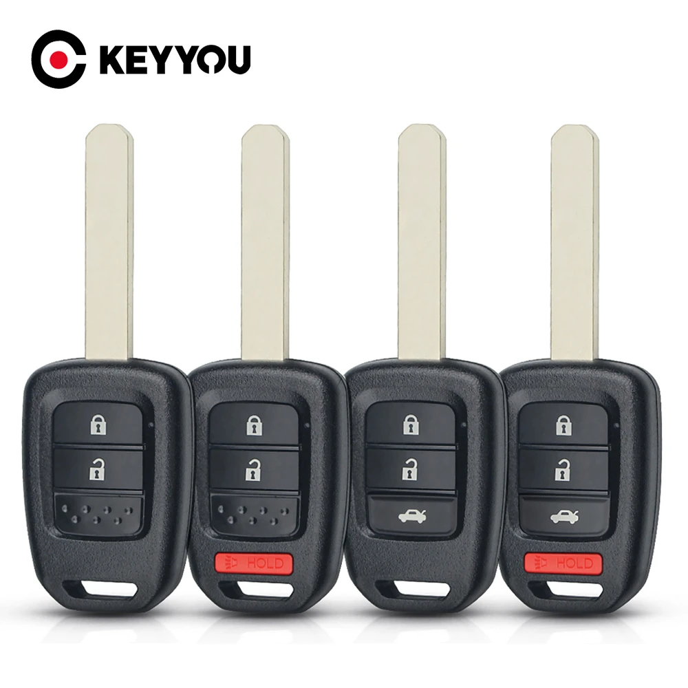 KEYYOU 1 Stück Autoschlüsselgehäuse für Honda Accord 2013-2016 Civic XRV City CRV 2013 2014 2015 2017 mit 2/3/4 Tasten Fernbedienungsgehäuse