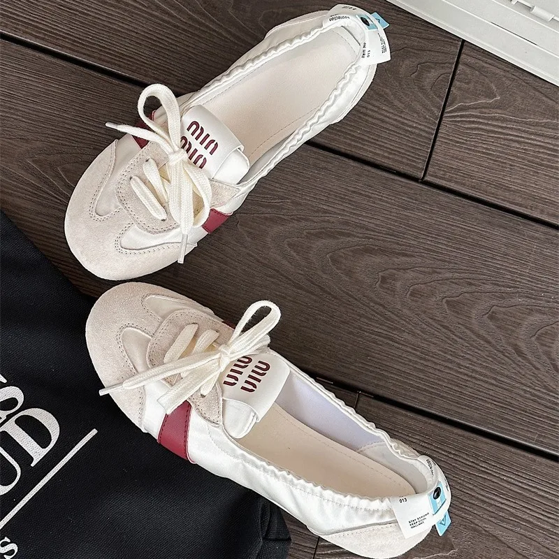 Women's Casual Sneakers Summer Cozy Shallow Ballet Flats Shoes 2025 New Women Lace Up Sport Shoes Zapatos De Mujer image 4