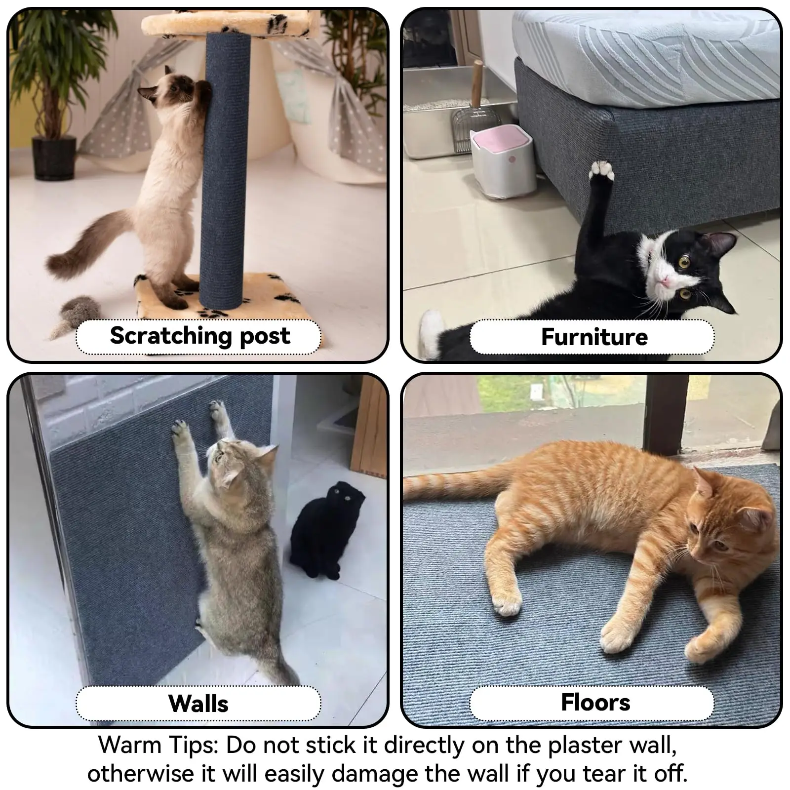 Selbstklebender Anti-Katzen-Kratz-Schutz für Sofas, DIY Kratzschutz für Katzenpfoten, zuschneidbarer Teppich, Katzenkratzbrett ﻿ Rollenversand – Detail 8