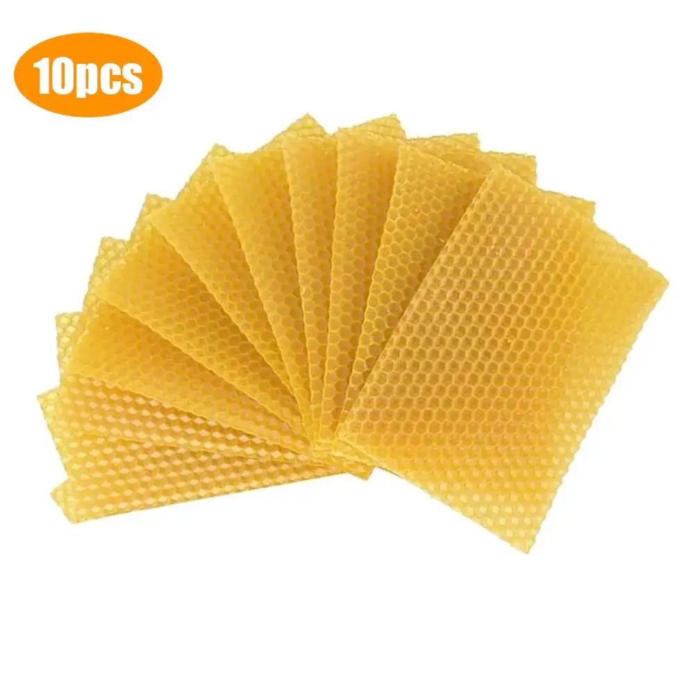 10Pcs Beeswax Sheets Candle Making Craft DIY Kits Honey Candles Maker Full Bees Wax Honeycom Beekeeping Foundation Sheets