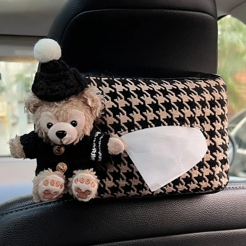 หมีน้อยน่ารักสร้างสรรค์กล่องกระดาษทิชชูรถที่นั่งด้านหลังด้านหลังถุงกระดาษแขวนภายในกระดาษทิชชูตกแต่ง