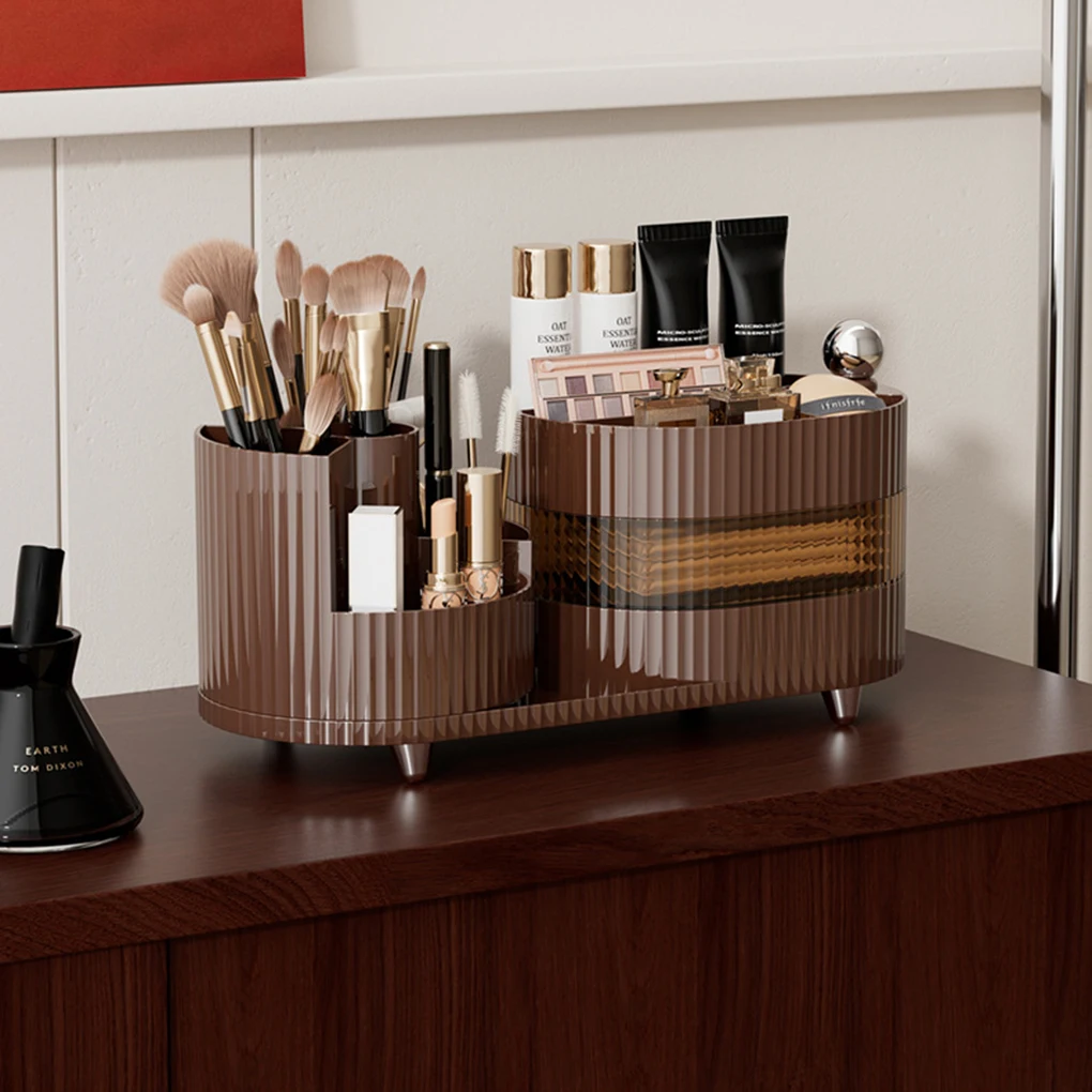 

Makeup Brush Holder Small Bathrooms Durable And Space-saving Rotating Makeup Organizer Storage Box